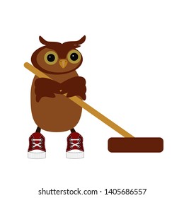 nice owl with mop on white background