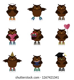 nice owls on white background 