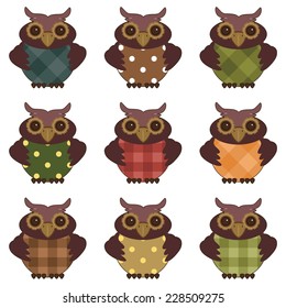 nice owls on white background