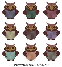 nice owls on white background