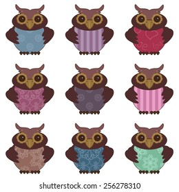 nice owls on white background