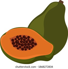 Nice papaya, illustration, vector on white background.
