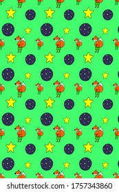 Nice pattern with characters from the little prince. Colored doodle  background with foxes, stars and planets. Vector.