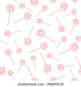 Nice pattern with colorful lollipops on a white background