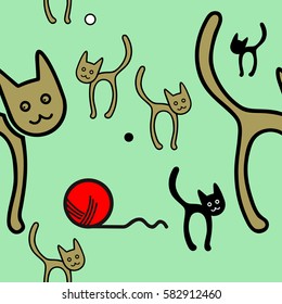 Nice pattern with cute hand drawn cats EPS10
