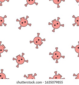 Nice pattern of a pink skull. Funny image. Modular design. Editable vector.