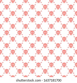 Nice pattern of a pink skull. Funny image. Modular design. Editable vector.
