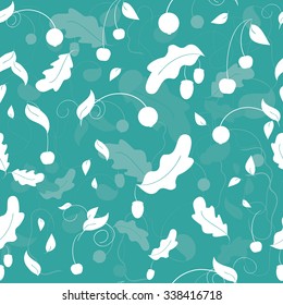 A nice pattern with the plants of autumn in fresh, modern colors and attractive contrast petrol white.