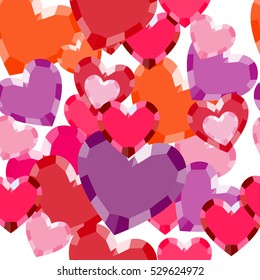 Nice pattern with shiny hearts. Vector illustration.