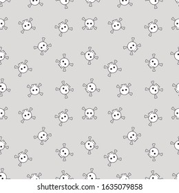 Nice pattern of a skull. Funny image with gray background. Modular design. Editable vector.