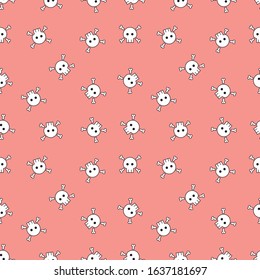 Nice pattern of a skull. Funny image with pink background. Modular design. Editable vector.