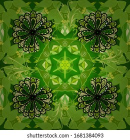 Nice pattern in the small flower. Vector pattern. Floral background. Flower composition. Nature. Floral collage. -green, yellow and black flowers.