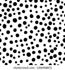 Nice pattern. White background, dark spots, gift wrap. Simple seamless pattern.