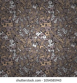 Nice pattern for wrapping paper vector. Seamless pattern Sketch cute background. Doodles gray, black and beige on colors.