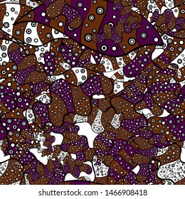 Nice pattern for wrapping paper vector. Doodles purple, black and brown on colors. Seamless pattern Sketch cute background.