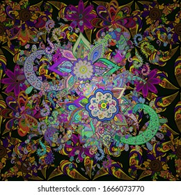 Nice pattern for wrapping paper vector. Seamless pattern Sketch cute background. Doodles blue, black and gray on colors.