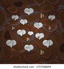 Nice pattern for wrapping paper vector. Doodles white, brown and gray on colors. Seamless pattern Sketch cute background.