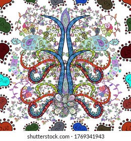 Nice pattern for wrapping paper vector. Seamless pattern Sketch cute background. Doodles white, blue and neutral on colors. #ABFHUSV