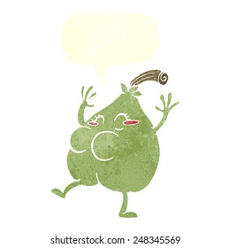 a nice pear cartoon with speech bubble