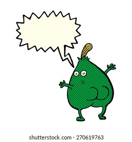 a nice pear cartoon with speech bubble