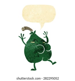 a nice pear cartoon with speech bubble