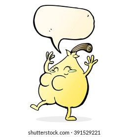 a nice pear cartoon with speech bubble