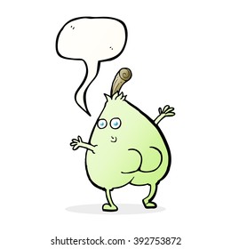 a nice pear cartoon with speech bubble