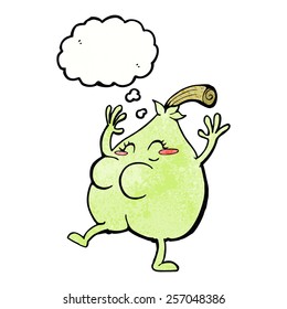 a nice pear cartoon with thought bubble