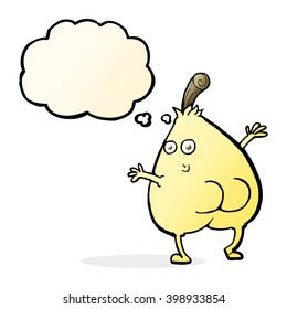 a nice pear cartoon with thought bubble