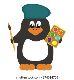 nice penguin with paints