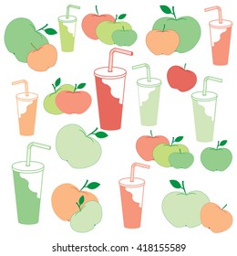 Nice picture of apples and apple juice rich in vitamin C on a white background