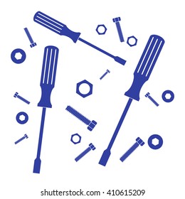 Nice picture of a colored tools on a white background