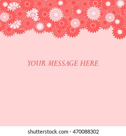 Nice picture of colorful flower in the top of the sheet on a color background