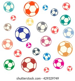 Nice picture of colorful football balls on a color background
