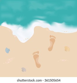 Nice Picture Sea Shore Footprints Upon Stock Vector (Royalty Free ...
