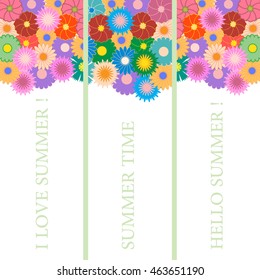 Nice picture with three bookmarks with floral patterns on the top and the various inscriptions on a white background