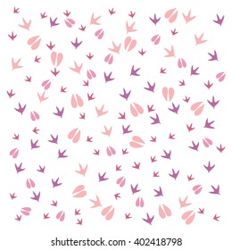 Nice picture of  traces of birds and animals on a white background