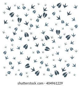 Nice picture of  traces of birds and animals on a white background