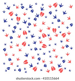 Nice picture of  traces of birds and animals on a white background