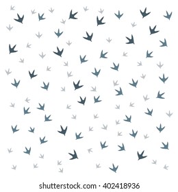 Nice picture of  traces of birds on a white background