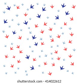 Nice picture of  traces of birds on a white background