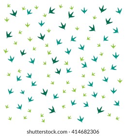 Nice picture of  traces of birds on a white background