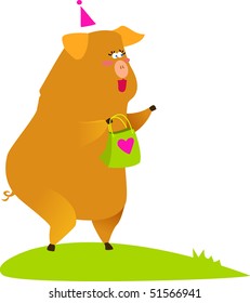 nice piglet with a present