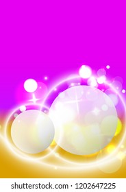 Nice pink background. Glittering circles. Magic design.