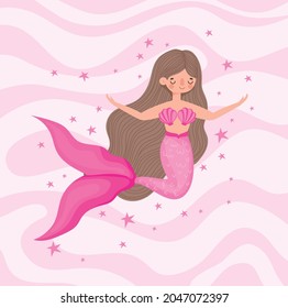 nice pink mermaid with stars