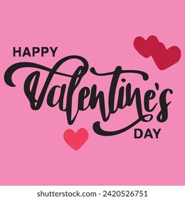 Nice pink valentine greeting cards template design with pink background. typography text. happy Valentin's day.