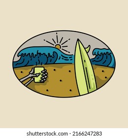 Nice place for surfing and chill graphic illustration vector art t-shirt design