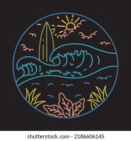 Nice place for surfing graphic illustration vector art t-shirt design