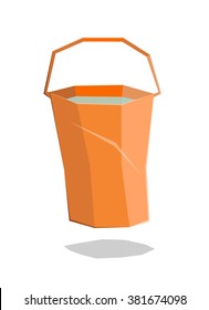Nice Plastic Bucket  on white. vector illustration. icon