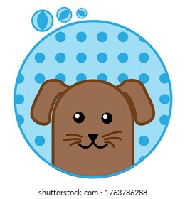 Nice puppy inside circle. Vector card